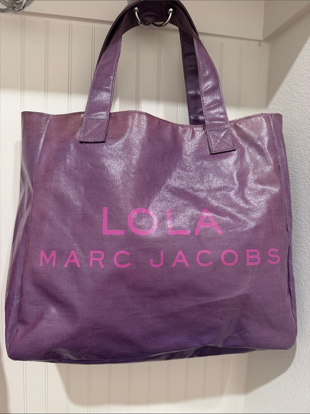 Marc Jacobs Purple Tote with Pink Logo - Picture 2 of 5